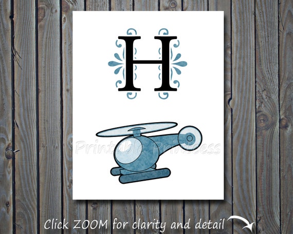 Digital Download Letter H Helicopter by PrintablePrintcess on Etsy