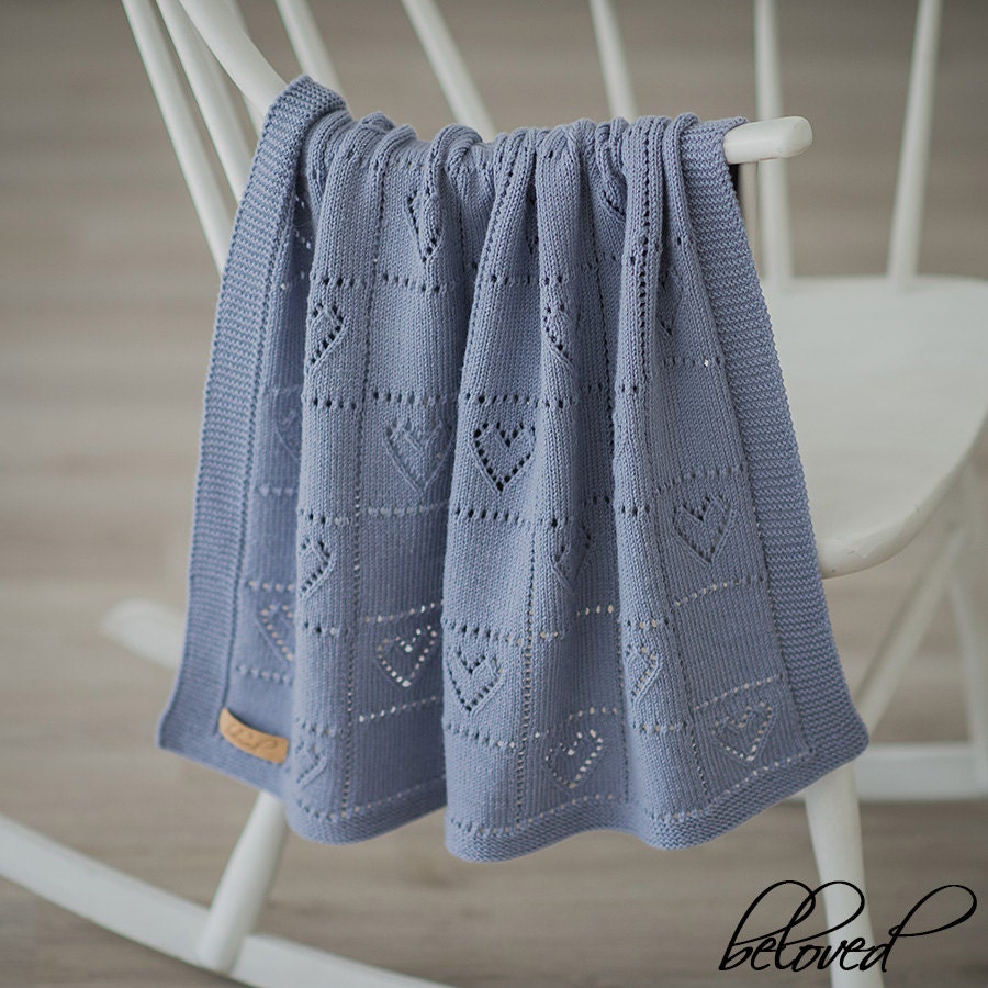 Knit Baby Blanket Pattern in English, Knitting Pattern for Babies, Heart Baby...