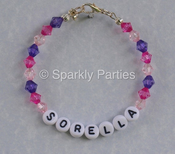 Personalised Name Bracelets - Ideal Birthday Party Bag Gifts - Girls beaded Bracelets