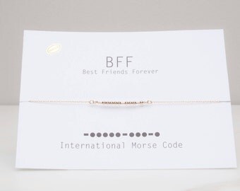 Sale Bff Morse Code Necklace, Best Friend Forever Necklace, Sister Message, Sterling Morse Code, Bff Gift, Bff Morse Code Jewelry,DaintyGift