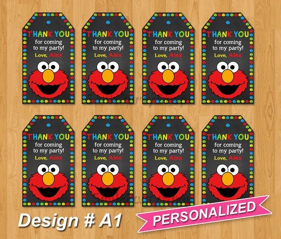 Items similar to Elmo Thank You Tags, Elmo Favor Tags, Sesame Street ...