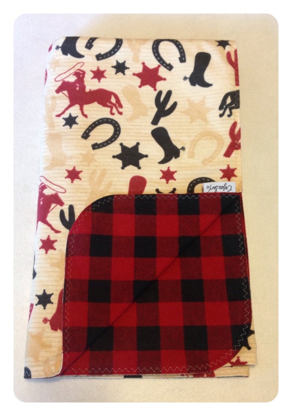 Cowboy baby blanket receiving blanket rodeo by SeeJaneCJaneSew