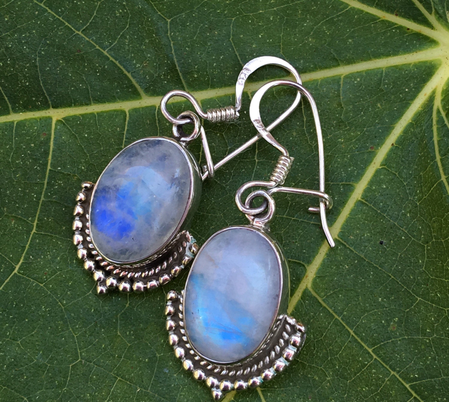 Moonstone Earrings Sterling Silver Moonstone Drop By Viviandsam 8125