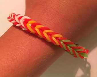 Multi color Rainbow loom rubber band bracelet handmade