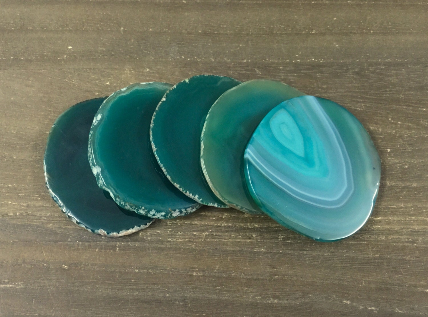Green Agate Coasters Round Agate Slices Coasters by StunningGem