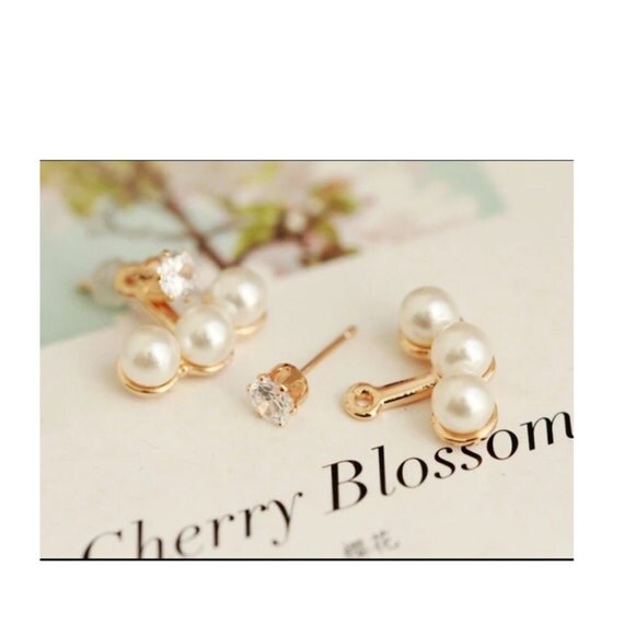 Pearl jacket Earrings rhinestone jacket earrings pearl