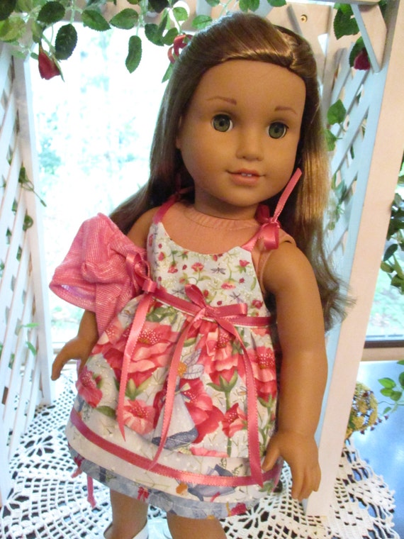 Pink & Blue Doll Dress and Sweater or Shrug to fit your
