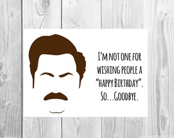 Funny Parks and Rec birthday card, Ron Swanson Greeting Card, Parks and Recreation