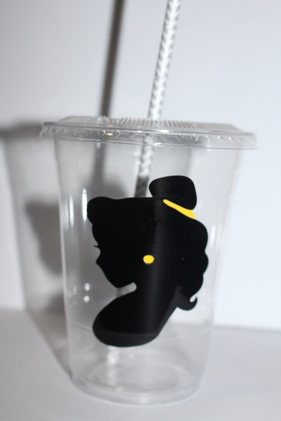 Belle party straw cup disney princess belle by ohsoaudreycreations