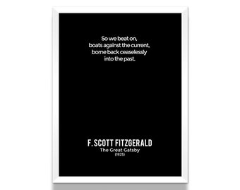 The Great Gatsby Closing Lines Poster, F. Scott Fitzgerald Poster, Great Gatsby Poster, Literature Poster, Minimalist Poster, Literary Art