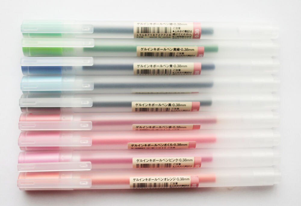 GENUINE form Japan MUJI Gel Ink Pen 0.38/0.5 mm set of 9
