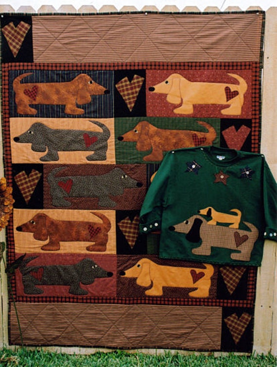 PATTERN : Wiener Dog Applique quilt with matching