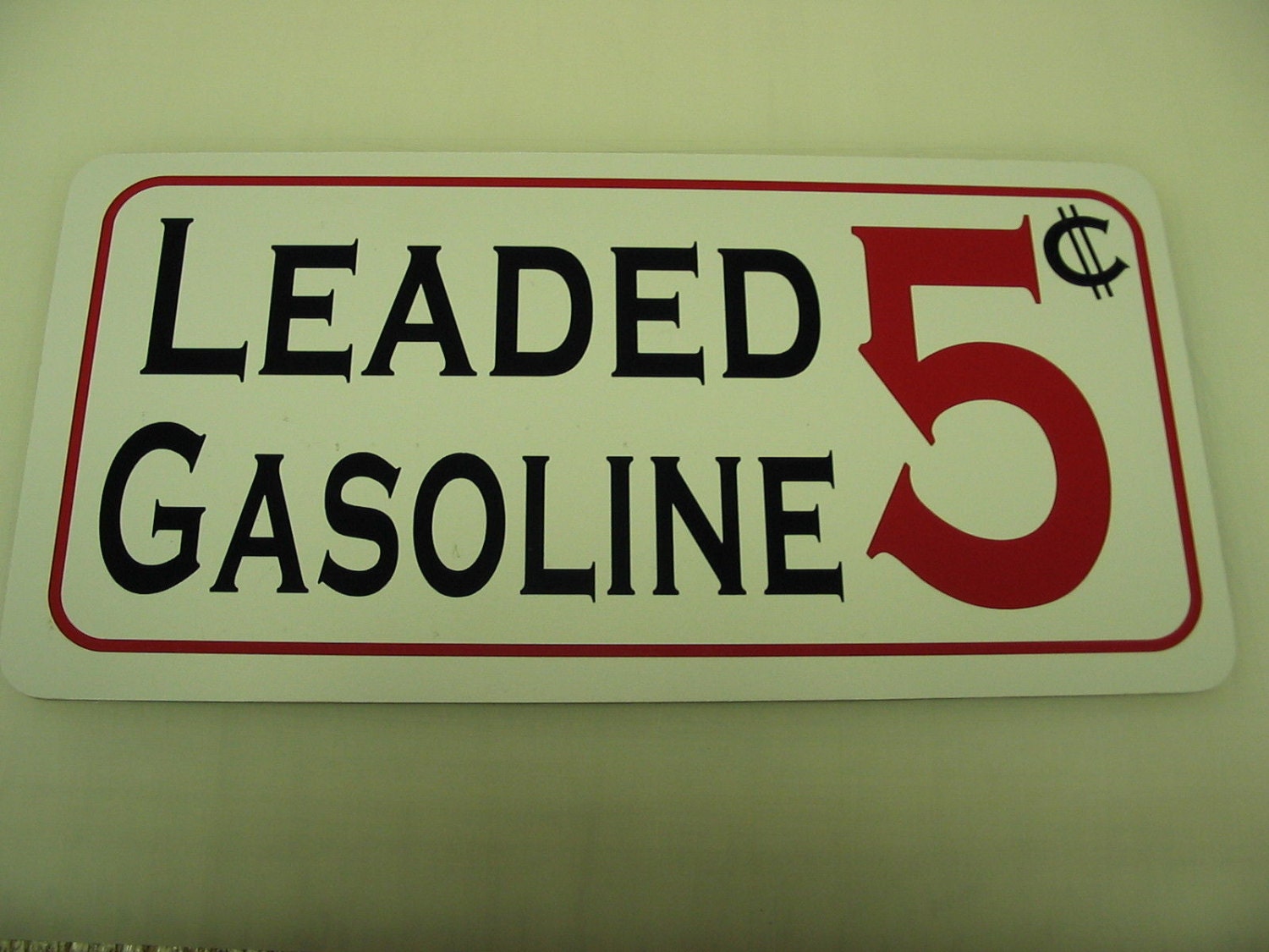 LEADED GASOLINE 5 Cents Vintage Gas & Oil Retro Art Deco