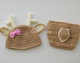 Baby Deer Outfit/Crochet Deer Set/Baby Deer Costume/Newborn deer outfit/Baby Deer Hat/Crochet Deer Hat/Baby Deer Set/Crochet Deer Outfit
