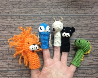 finger puppets in crochet, animal puppets to entertain your kids, made to order