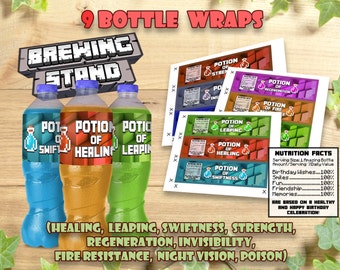 Mine Themed Water Bottle Label, Birthday Party Printable Wrappers Decoration Food Tent Wrap Labels Buffet Favors Printables Instant Download