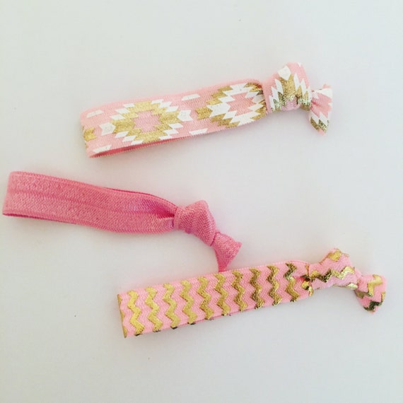 Pink hair ties by LiliesLondon on Etsy