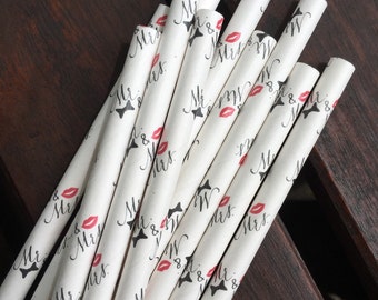 Mr & Mrs Paper Straws - Set of 10