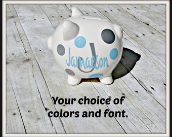 Personalized Piggy Bank / Personalized Bank / Baby Shower Gift / For New Baby / Ceramic Piggy Bank / Nursery / Baby Boy / Baby Girl / Kids