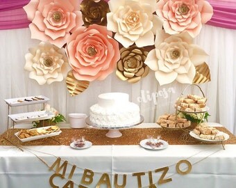 8 pc Giant Paper Flowers, Customize your colors, backdrop, candy buffet, decor, nursery