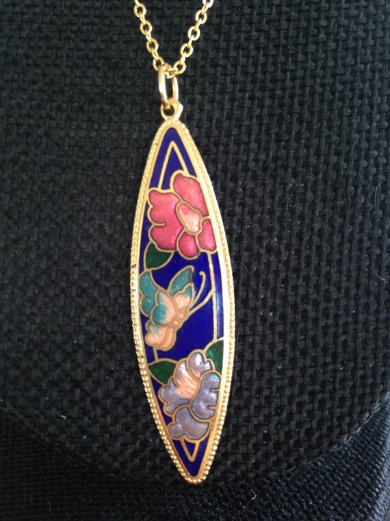 Cloisonne Pendant Necklace Vintage Cloisonne Pendant by DuckCedar