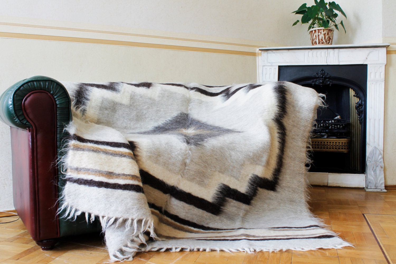 wool blanket light gray throw blanket big by WoolblanketsHandmade
