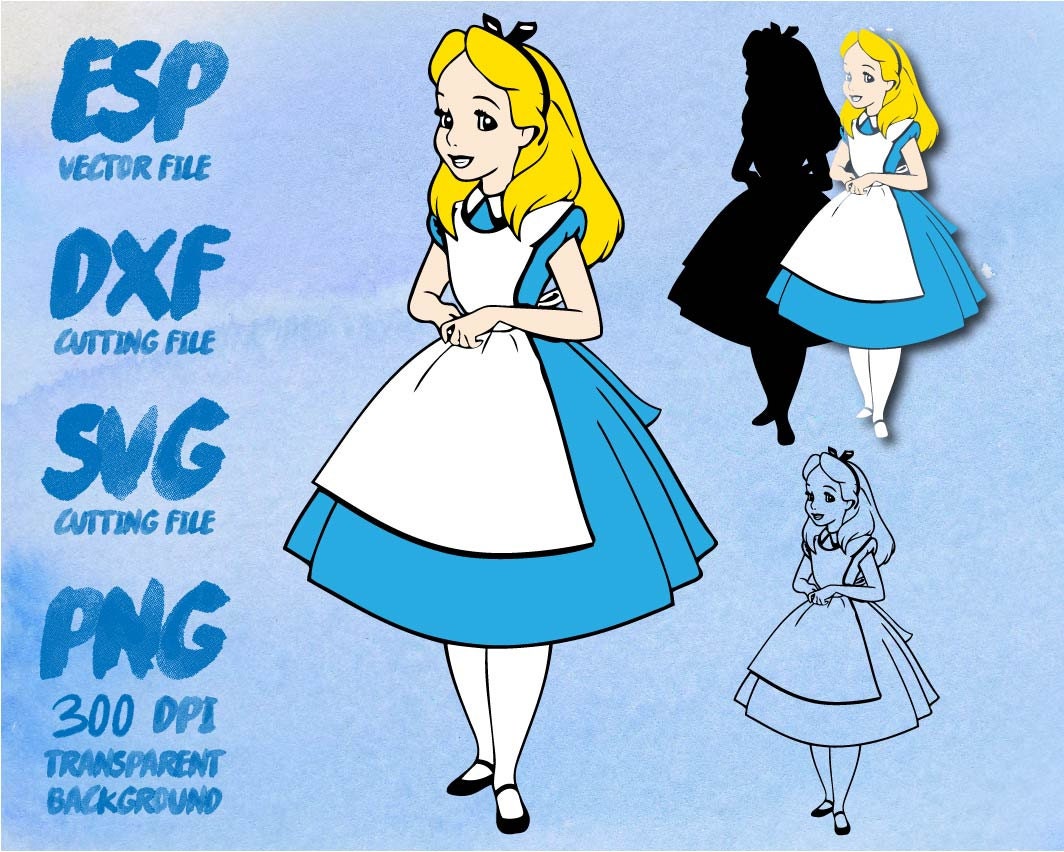 Download Alice in wonderland Clipart SVG Cutting ESP Vectors files