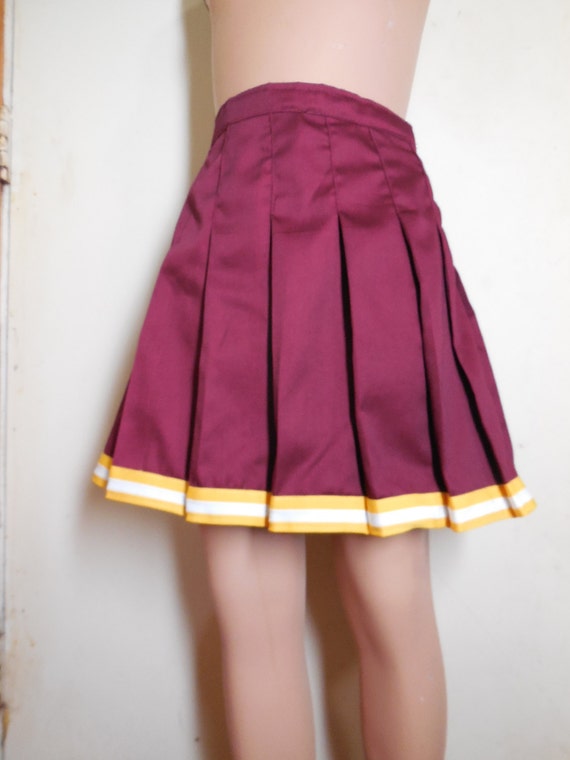 Maroon trim White yellow USC Skirt Cheerleader by iTreasureMine
