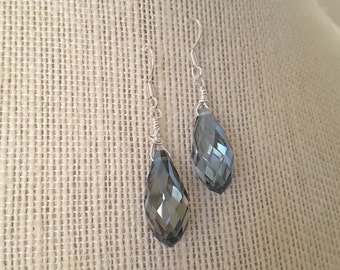 Cloudy Blue Teardrop Briolettes . Earrings