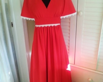 Vintage Red dress, vintage red gown, vintage red 1970's dress, 1970's dress, 1970's gown, vintage long dress