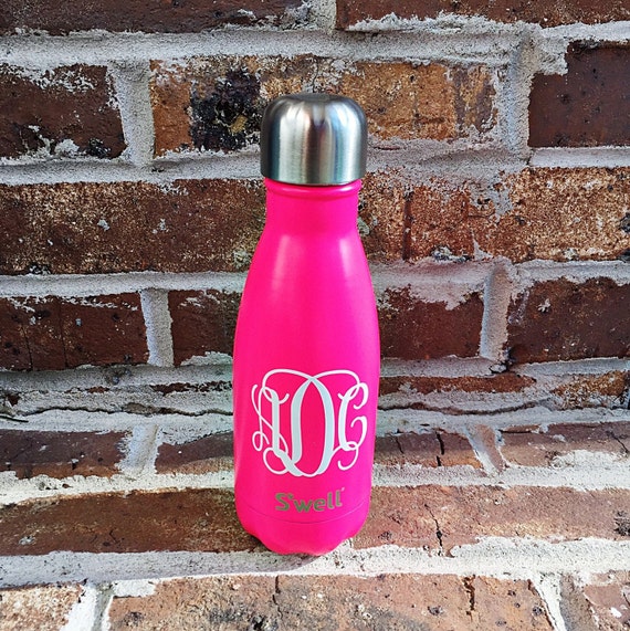 9 ounce hot pink S'well water bottle personalized monogram