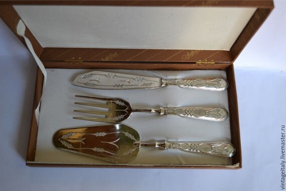  Vintage  Silver Set  Silver 800 Cake  Server and by 