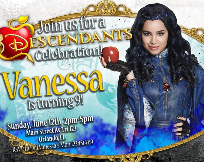Birthday Invitation Disney Descendants - MAL - We deliver your order in record time!, less than 4 hour! Best Value