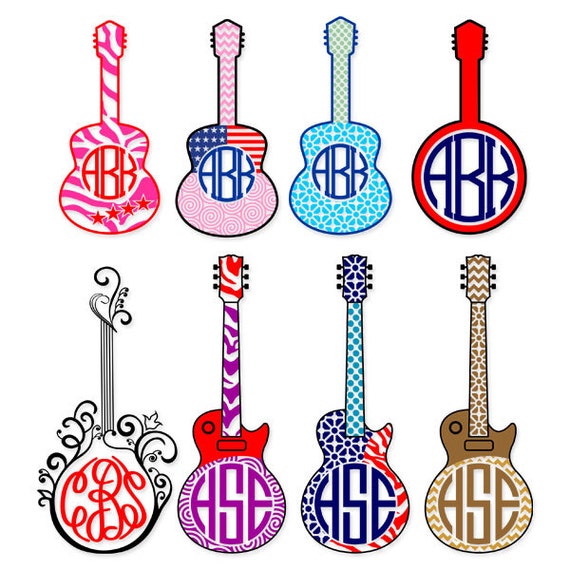 Guitar Cuttable Design Frame Monogram SVG DXF EPS use with