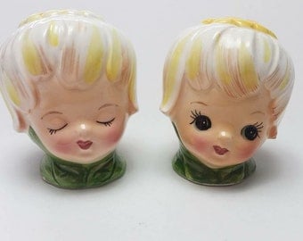 Vintage Lefton Thumbelina Honey Bun, Kitschy, Salt and Pepper Shakers