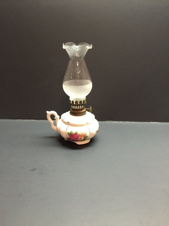 Vintage oil lamp Japan roses frosted lamp shade