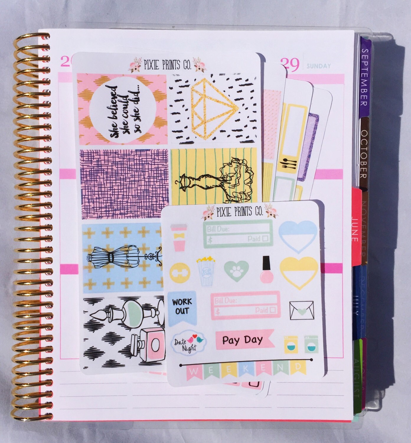 Glam Girl Planner Sticker Kit for use with Erin by PixiePrintsCo