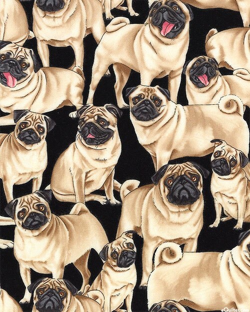 Pug Fabric Fabric With Pug Dogs