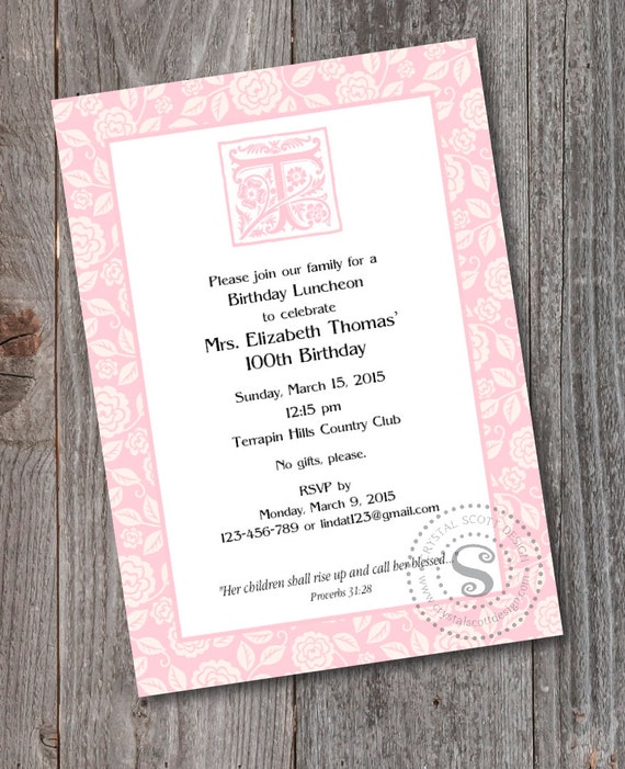 Custom 100Th Birthday Invitations 6