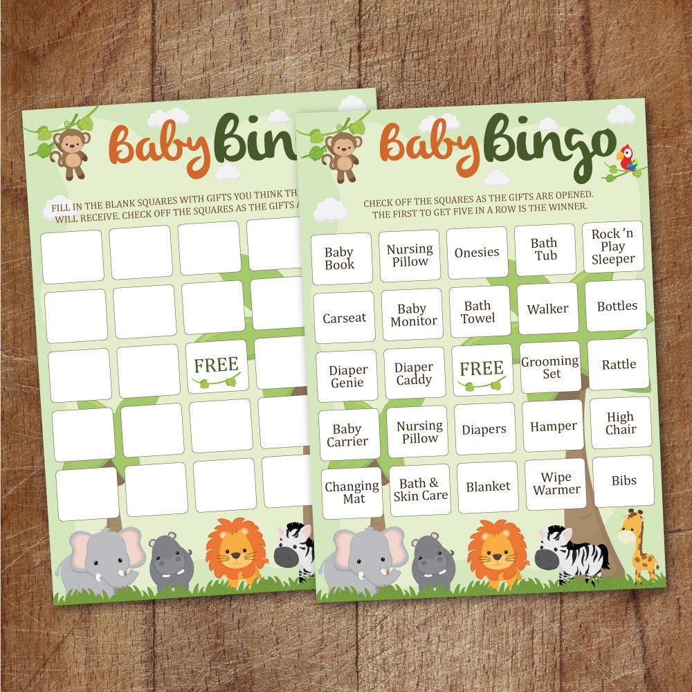 blank bingo cards for baby shower