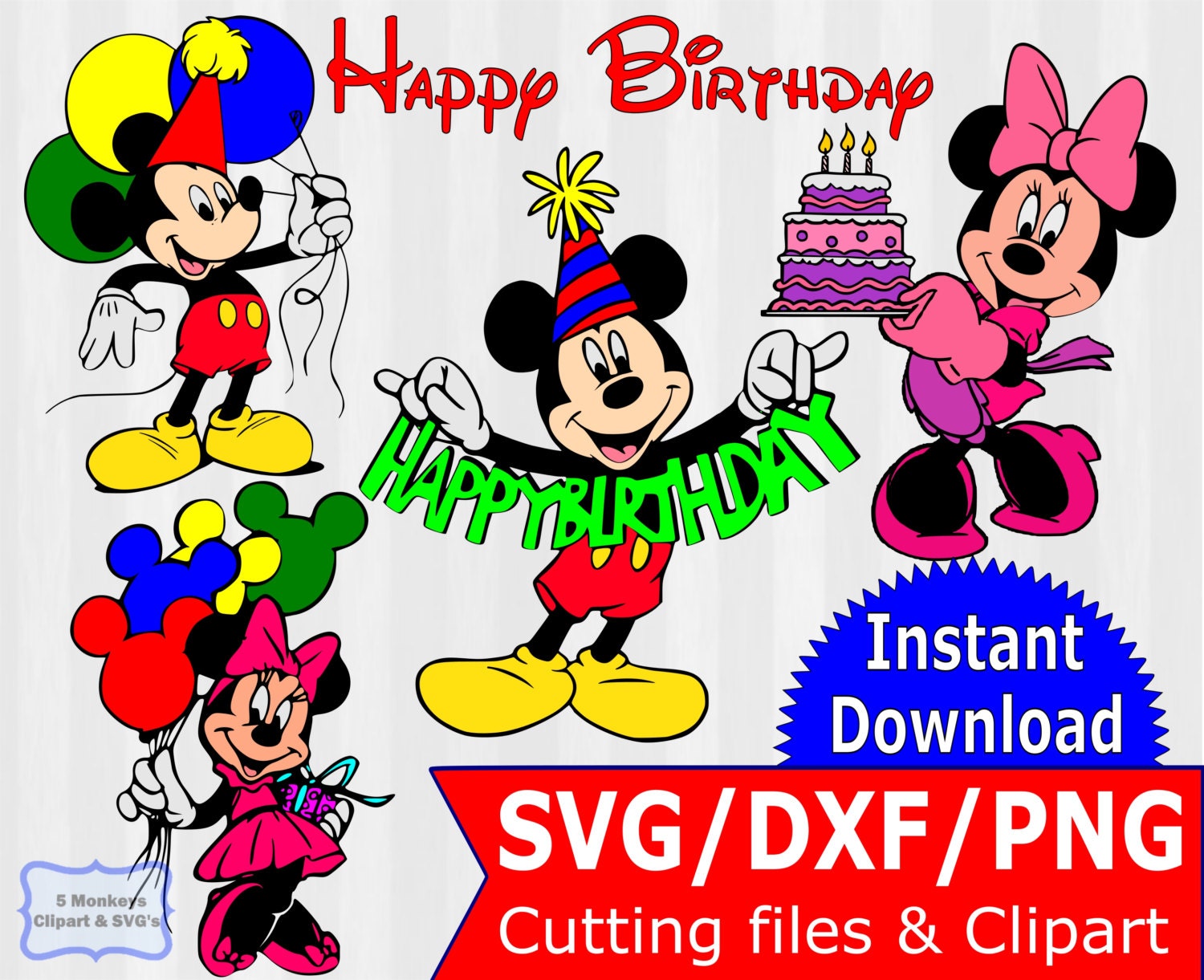 Download Mickey Mouse Birthday bundle SVG Files & Clipart by ...