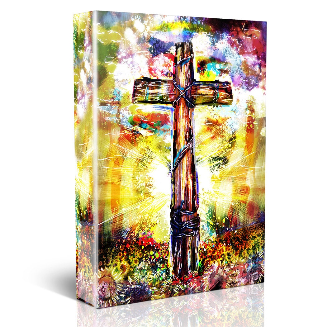 Christian Cross Art Cross Canvas Religious by SparkArtwork on Etsy