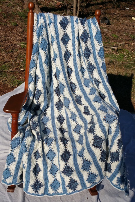 Items similar to Blue Diamonds Throw Blanket on Etsy