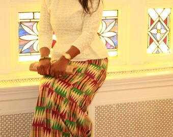 Creme Lace Top, African Fabric, Ready To Ship,Kente Print, African print fabric