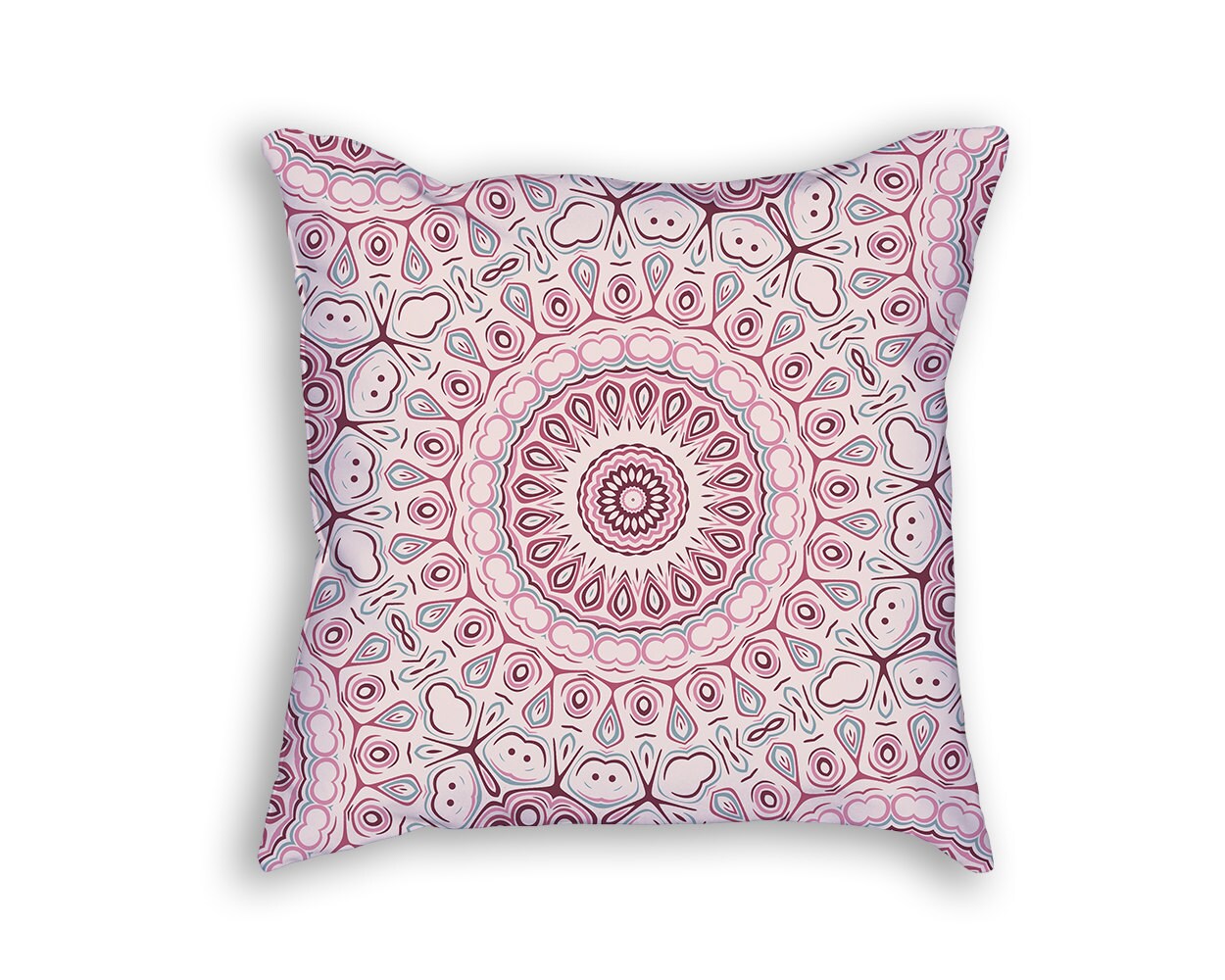 Dusty Rose Inspired Mandala Throw Pillow by ColorlightPrintables
