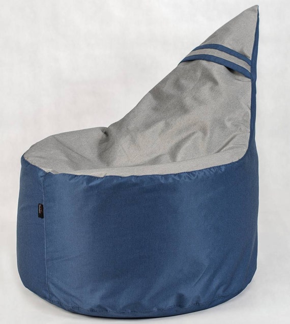 Comfortablegrey and blue bean bag / pouf for teens and