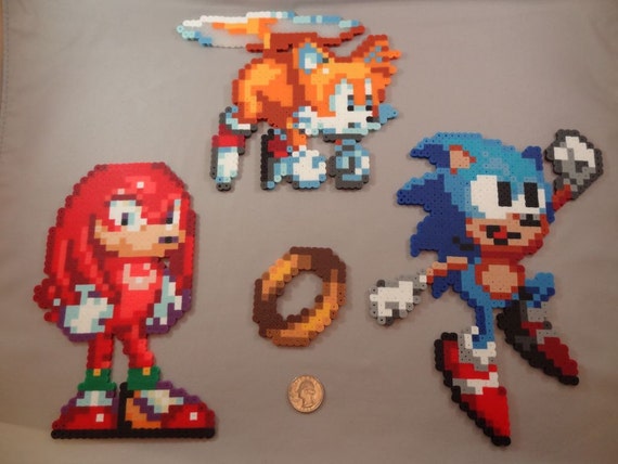 Sonic The Hedgehog Tails and Knuckles: Perler Bead Art