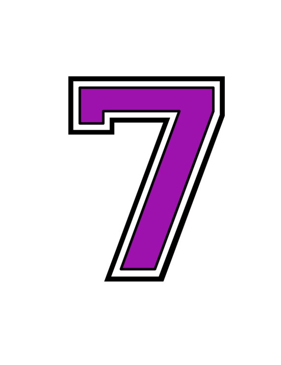iron on transfer purple number 7 for tshirt instant
