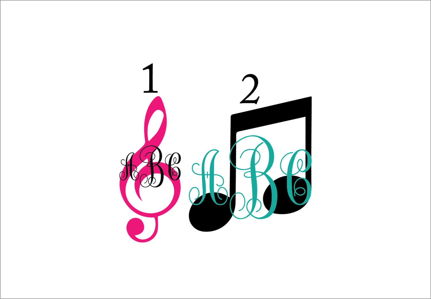 Music Note Monogram Treble Clef Decal Musician Monogram