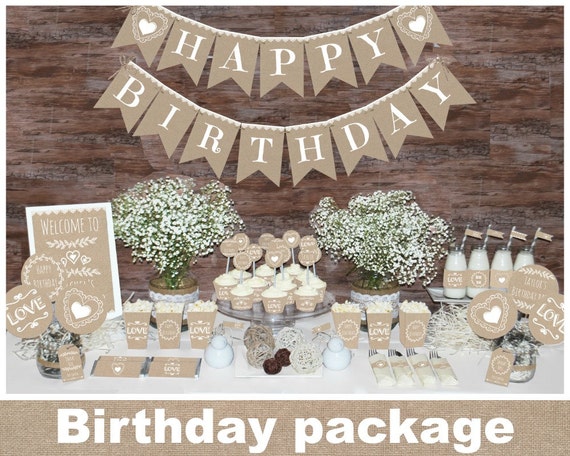  Rustic  Birthday  decorations  printable first birthday  party 